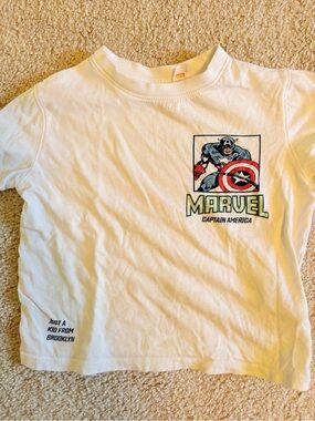 Marvel White Kids Captain America Graphic Tee with Red & Blue Shield